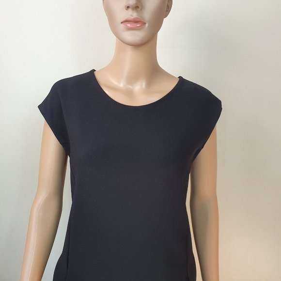 Country Road Black Sleeveless Shift Dress Sz 12 pockets casual office shirtdress - Picture 2 of 6